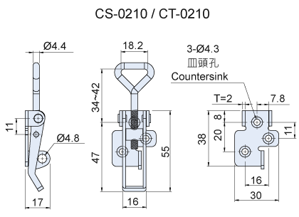 CS(T)-02 (Lock Hole)｜Adjustable Toggle Latch